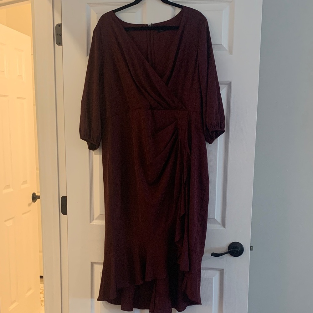 Lane Bryant Deep Burgundy Long Sleeve Dress